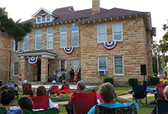 Saturday night music on the courthouse steps in Mountain View, Arkansas.