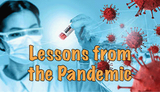 The title of this month's lead article is a scientist in laboratory study and analyze scientific sample of Coronavirus.