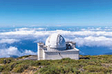 Beautiful giant telescope on the Roque de los Muchachos at the top of the Caldera de Taburiente, La Palma, Canary Islands. Spain